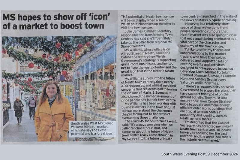 Neath market article in South Wales Evening Post