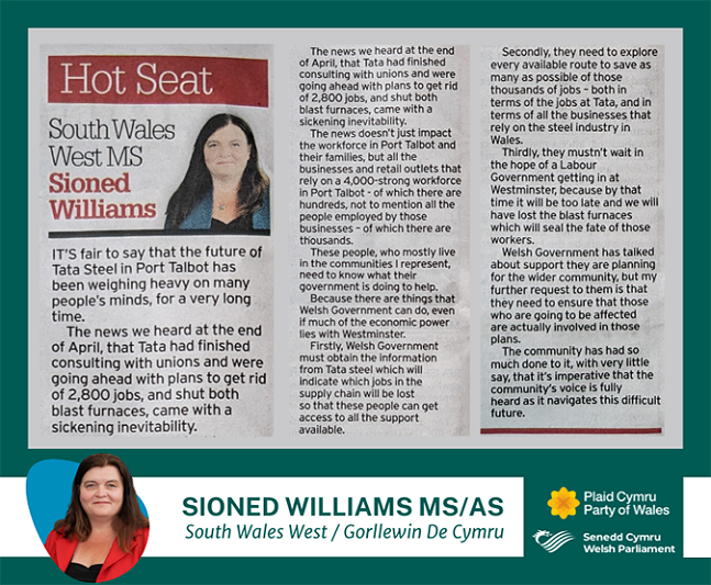 toriad o erthygl papur newydd - a gyhoeddwyd yn y Glamorgan Gazette ddydd Iau 9 Mai 2024. ar gefndir gwyrdd