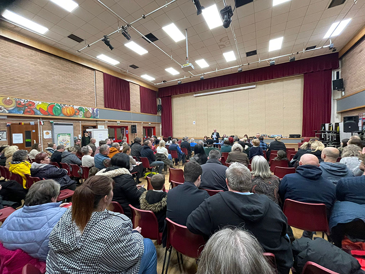 people in a hall supporting swansea valley schools