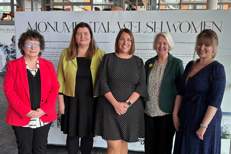 Sioned Williams with a group of women