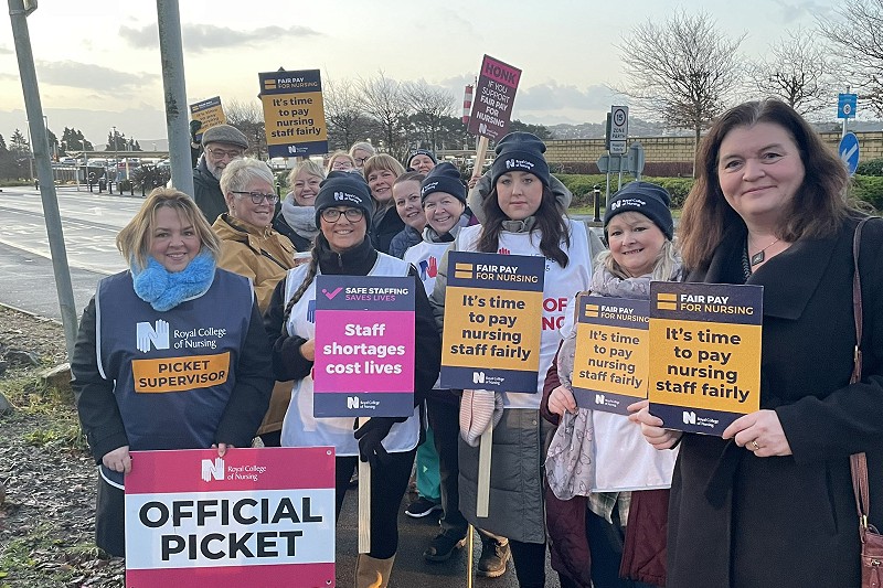 Sioned on picket line