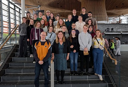 Sioned and a group of students