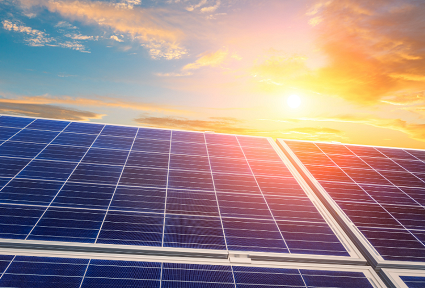 solar panels and the sun