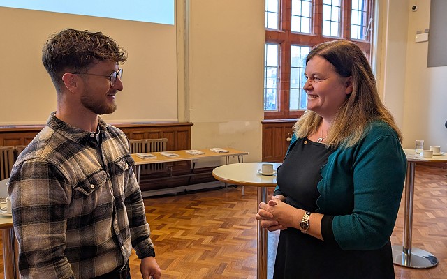 Sioned speaking with Glen